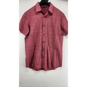 Travis Mathew Men's Small Red Cotton Blend Short Sleeve Button Down Shirt Golf